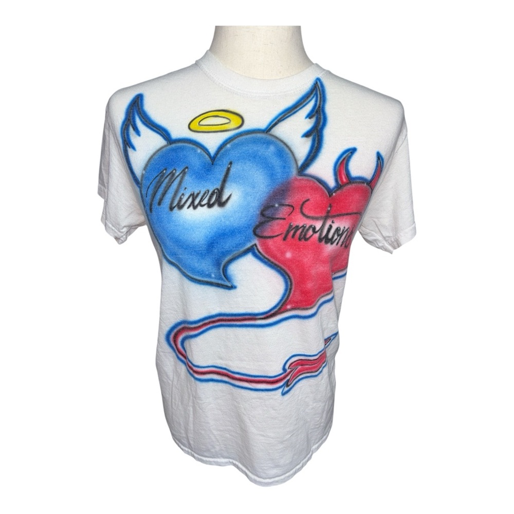Airbrushed mixed emotions shirt size small